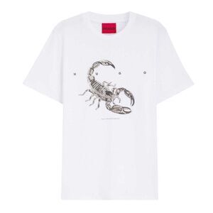 Hugo Mens Scorpio Cotton Jersey Logo T-Shirt / White